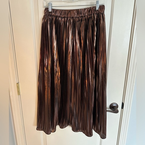 Brown Flowy Skirt size S Stretch Waist Band Loveriche Spring - Picture 2 of 7